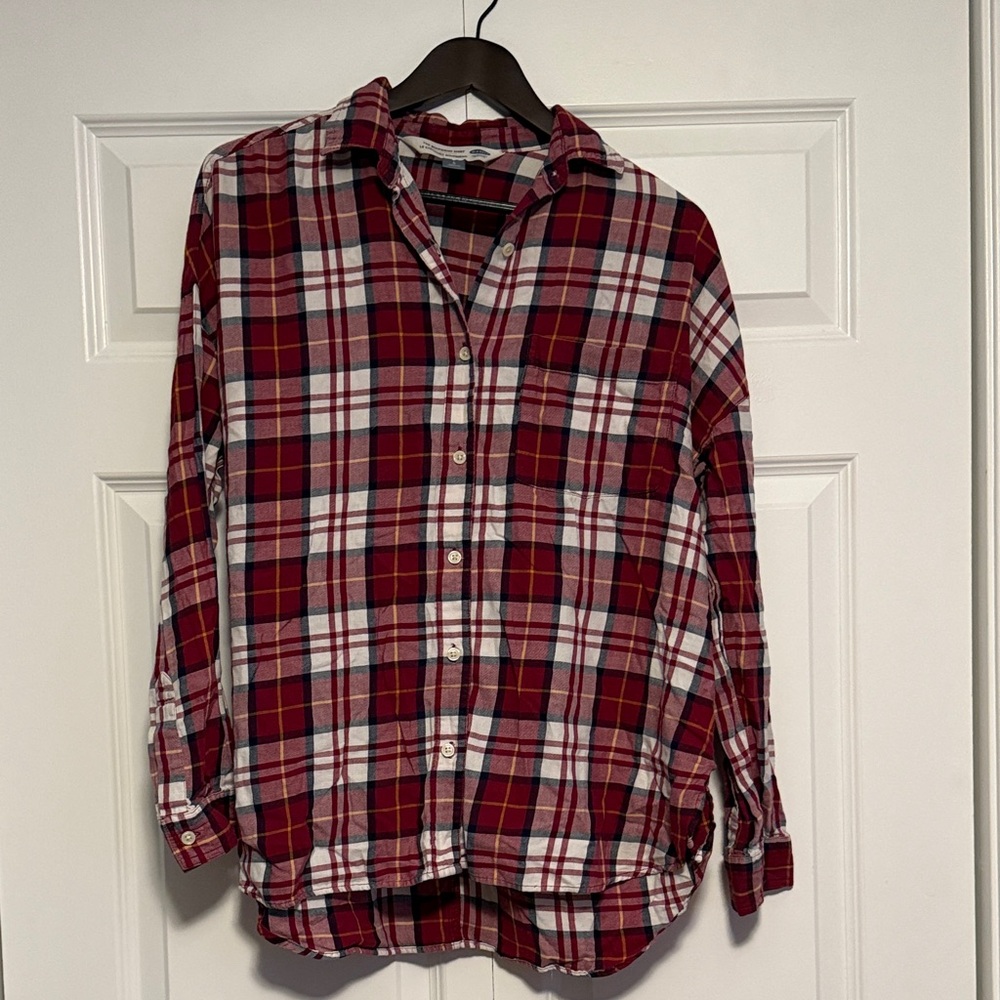 Old Navy Red Plaid Button Down Shirt